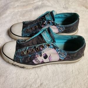Ed Hardy slip ons preloved 7.5